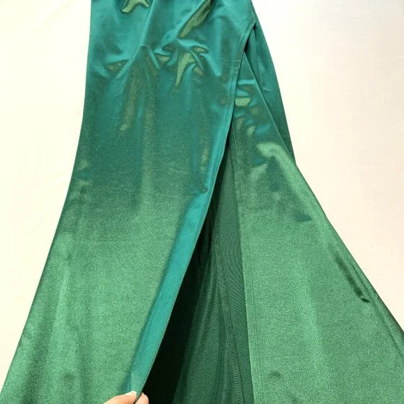 NWT Emerald Sundae Satin Evening Gown Dress Dark Green Women Size S Prom Wedding - Picture 7 of 14